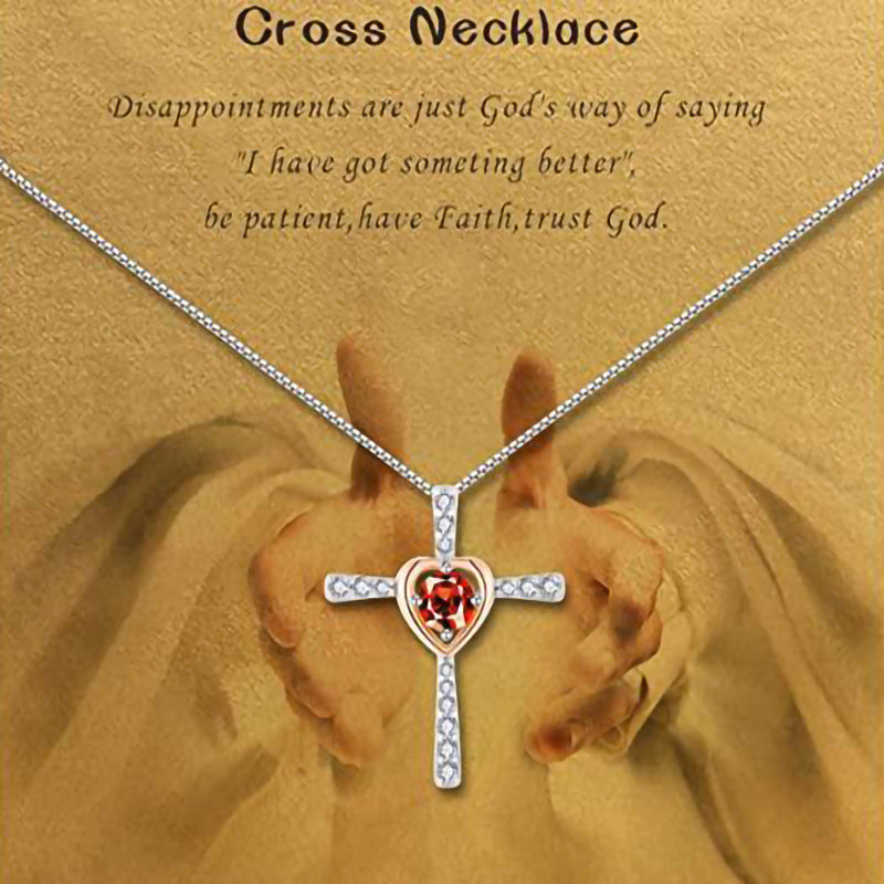 Wholesale Heart Shaped Hao Stone Cross Ladies Necklaces